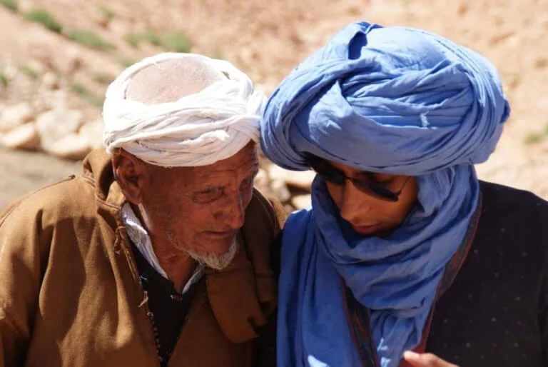 Local elderly man and a Moroccan guide