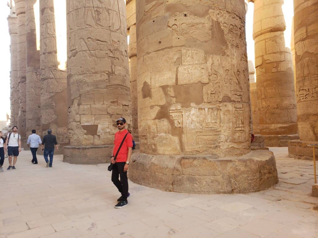 Man standing at Karnax Temple Egypt