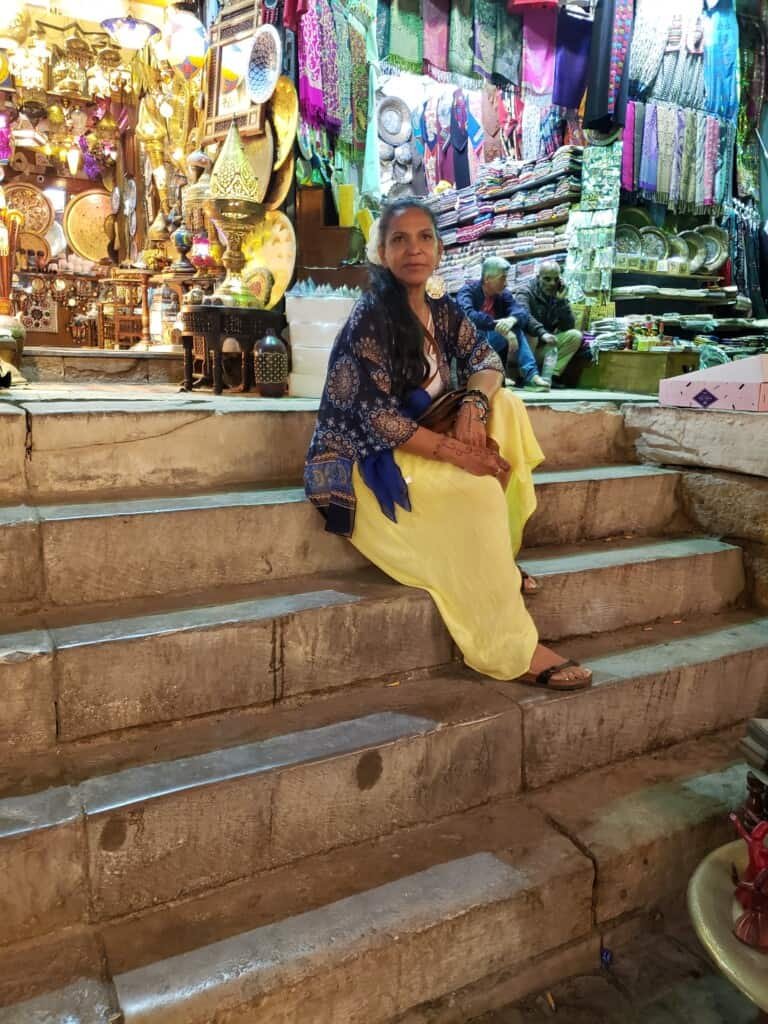 A person Posing for photo at Khan El Khalili oldest souk in Cairo