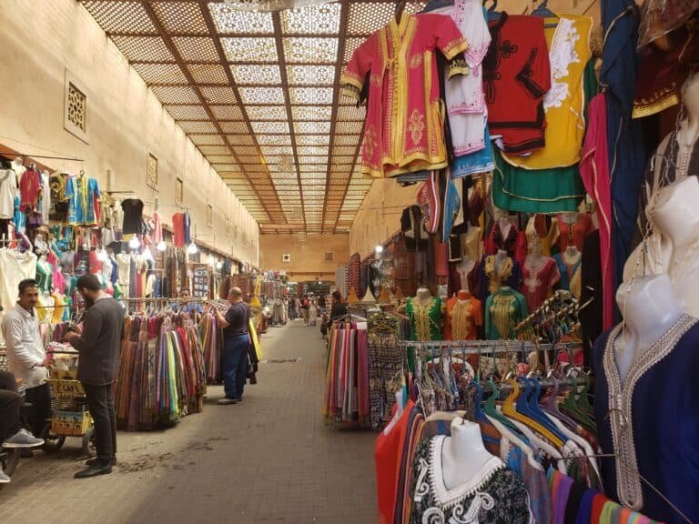 Colorful Merchandise at a souk in Marrakech's Medina