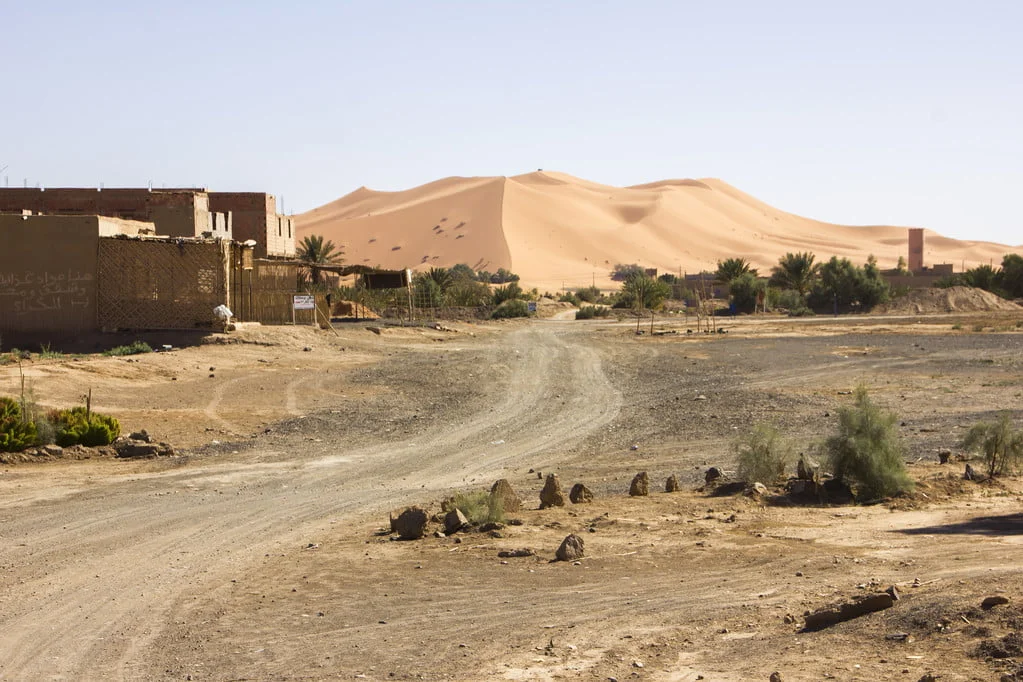 A Road Around the Merzouga Village to The Dunes of Erg Chebbi