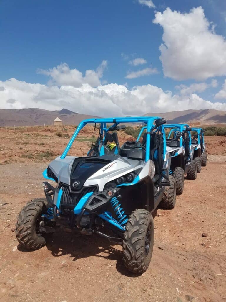 Quad vehicles waiting to be used at Agafay Desert
