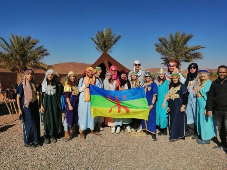 Large group of tourist at the Marrakech Palmeraie, Morocco