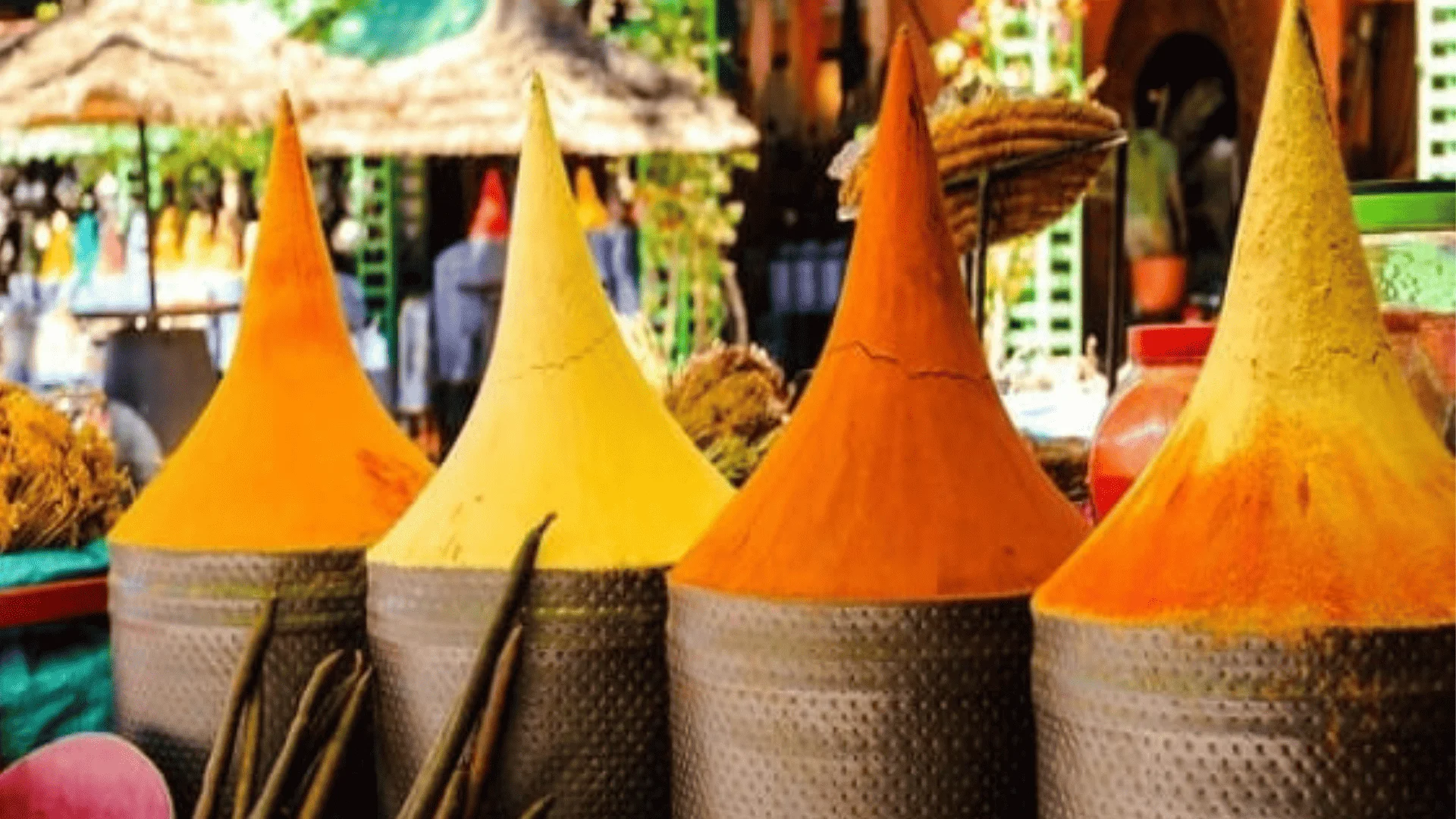 Colorful Marrakech spices on display