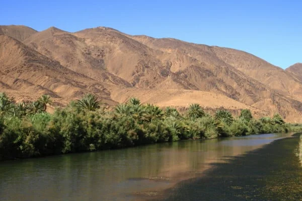 Draa River flow on Route to Zagora Desert, Morocco