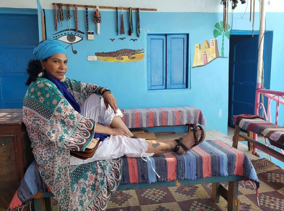 Person posing at a homestay in Northern Egypt