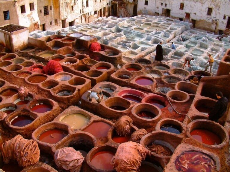 The Chouara Fes Tannery, near the Saffarin Madrasa in Fes ,oldest in the world