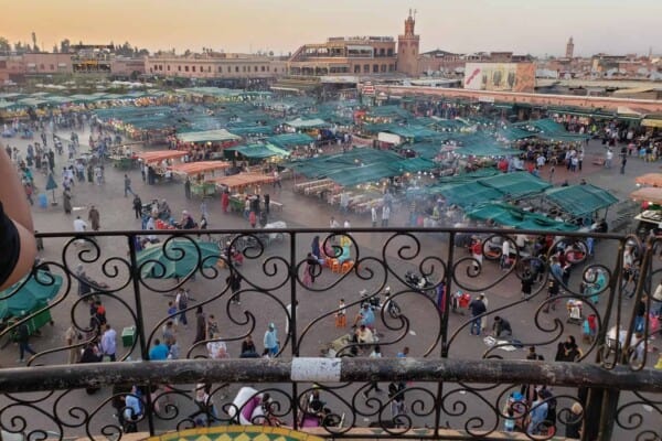 Jemaa el fnaa Square in Marrakech, seen from a rooftop