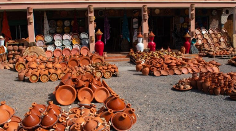 Moroccan Clay Pottery on the Route to Atlas Mountains