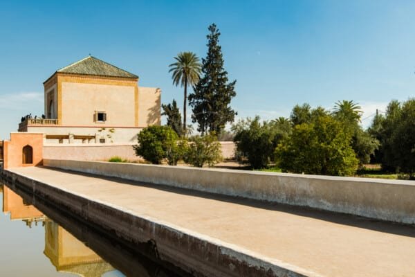 Side view of the Menara Garden in Marrakech