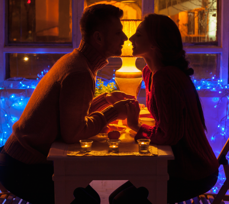 Couple celebrating a romantic date