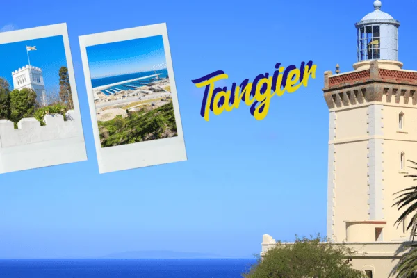 View of a composed photo of Cape Spartel at Tangier, Morocco.