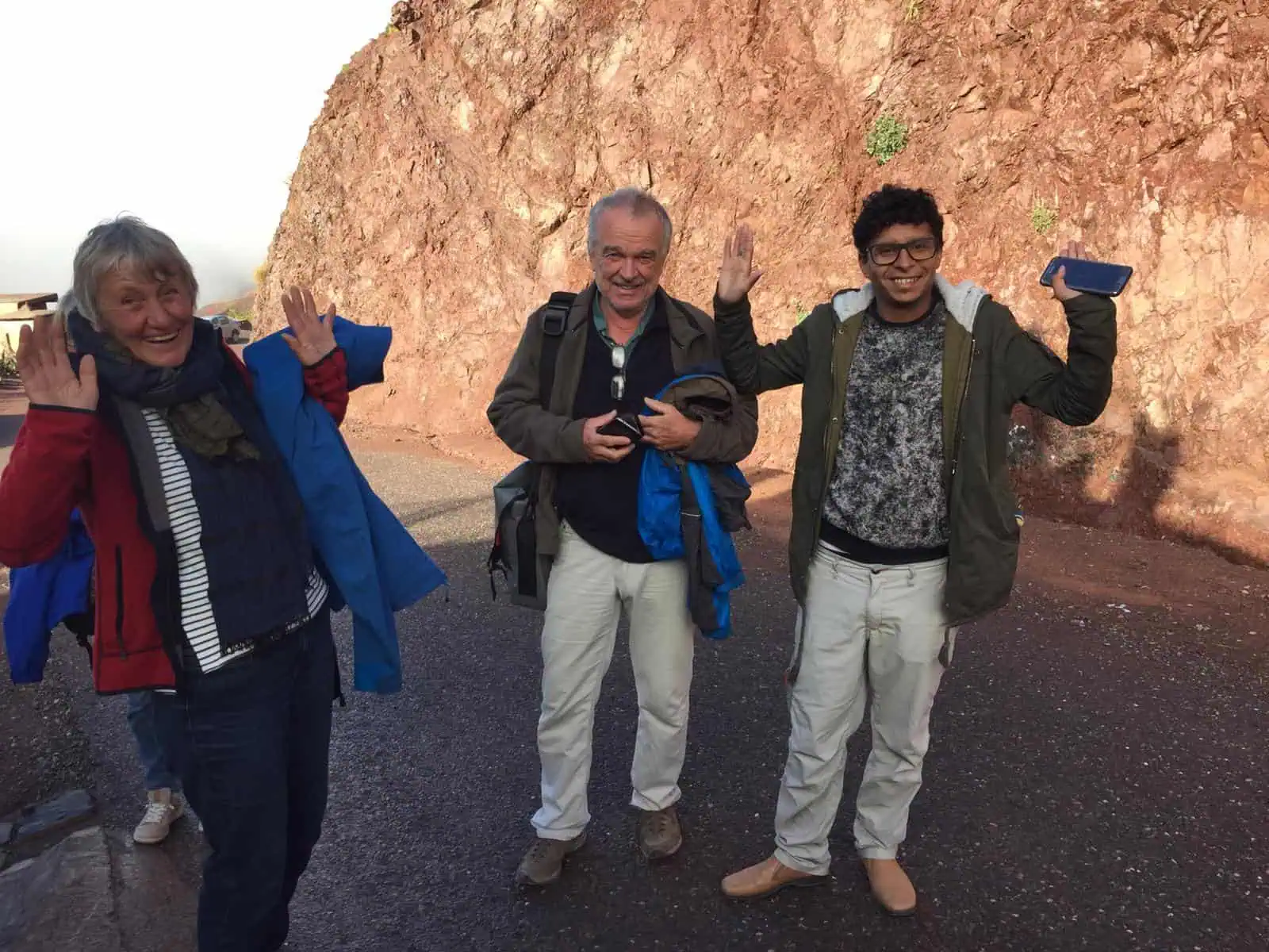 Tourist and local guide posing at Boulmane Dades