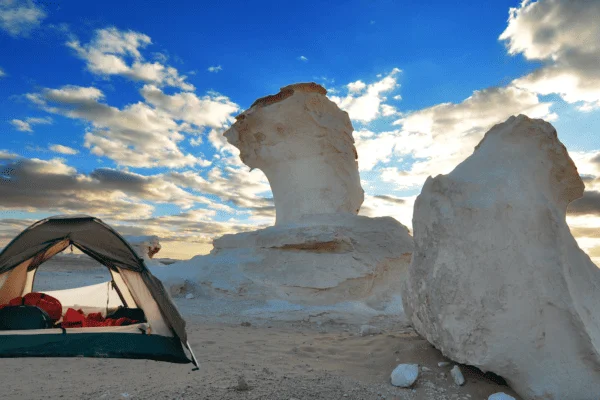 Camping tent at the White Desert in Egypt