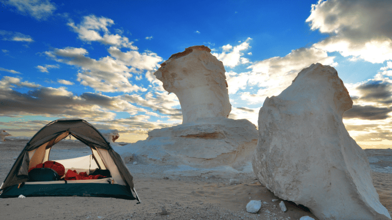 Camping tent at the White Desert in Egypt